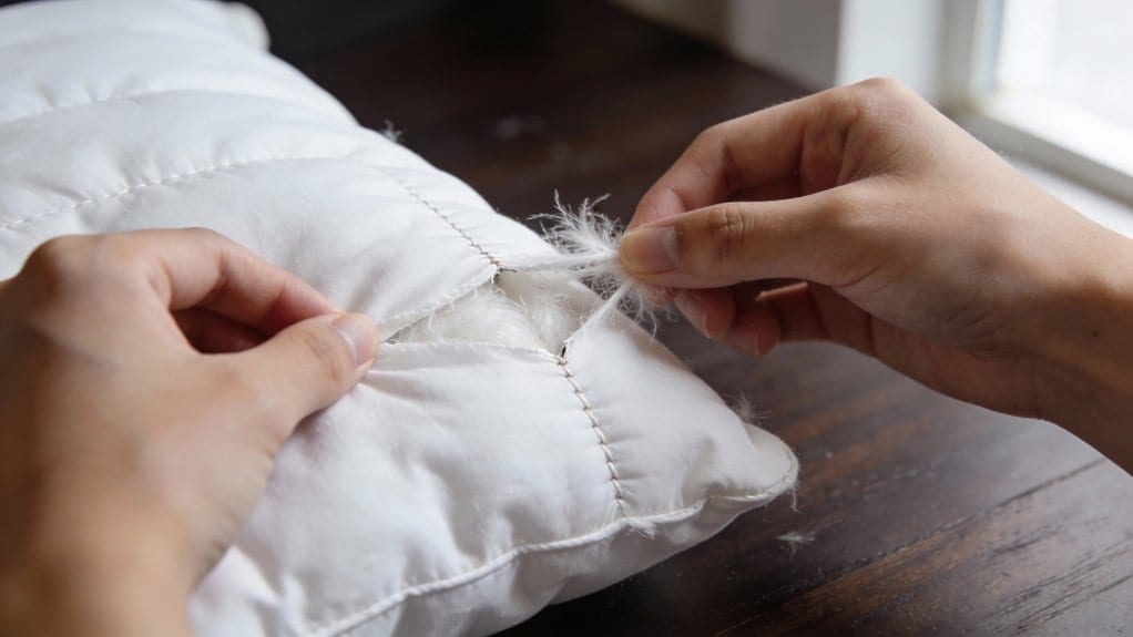 inspect pillows for tears