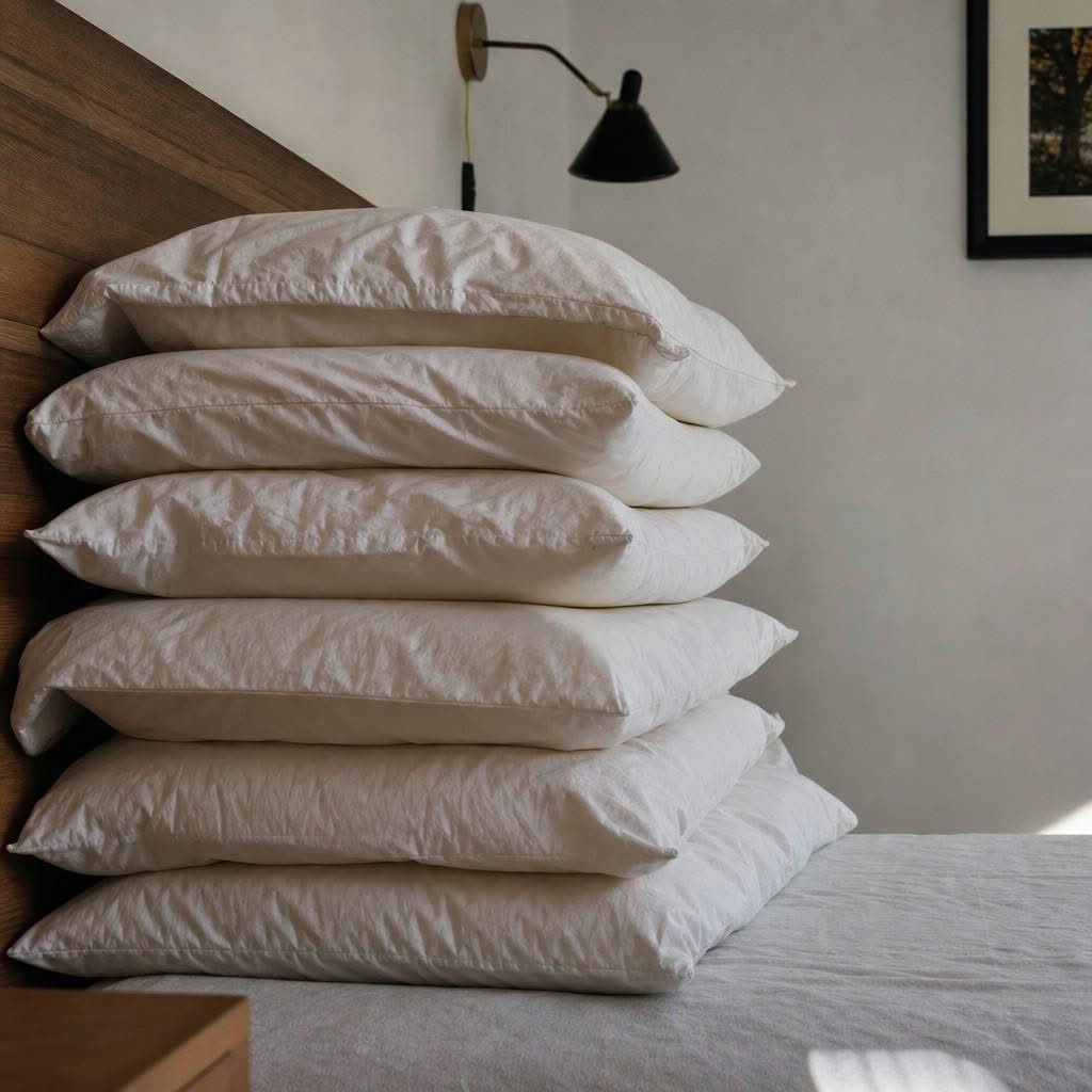 A tall stack of flat pillows that bends the head and neck forward